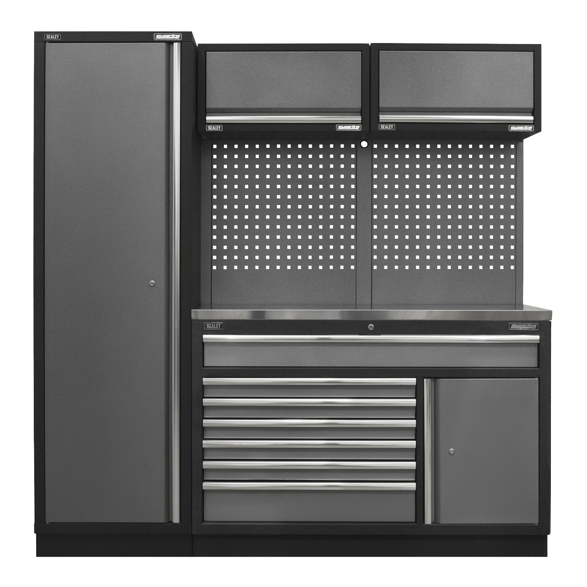 Sealey APMSSTACK09SS Superline Pro 1.96m Storage System - Stainless Steel Worktop - APMSSTACK09SS - Sealey Tools UK - Trade Counter Direct