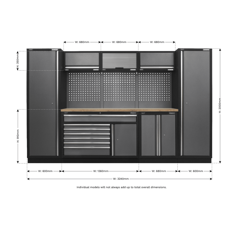 Sealey APMSSTACK13W Superline Pro 3.24m Storage System - Pressed Wood Worktop - APMSSTACK13W - Sealey Tools UK - Trade Counter Direct