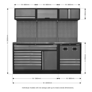 Sealey APMSSTACK14SS Superline PRO® Modular Storage System Combo with Stainless Steel Worktop - APMSSTACK14SS - Sealey Tools UK - Trade Counter Direct