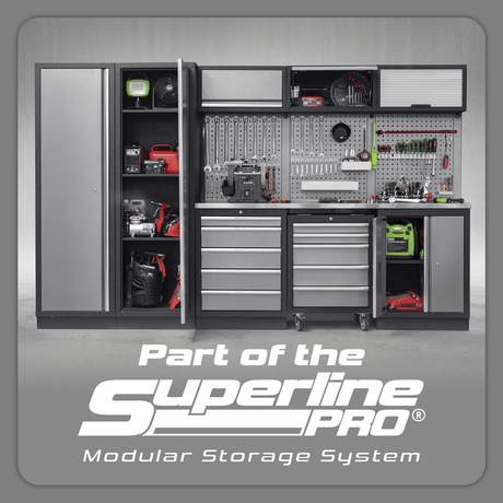 Sealey APMSSTACK17W Superline PRO® Storage System with Pressed Wood Worktop 4.92m - APMSSTACK17W - Sealey Tools UK - Trade Counter Direct