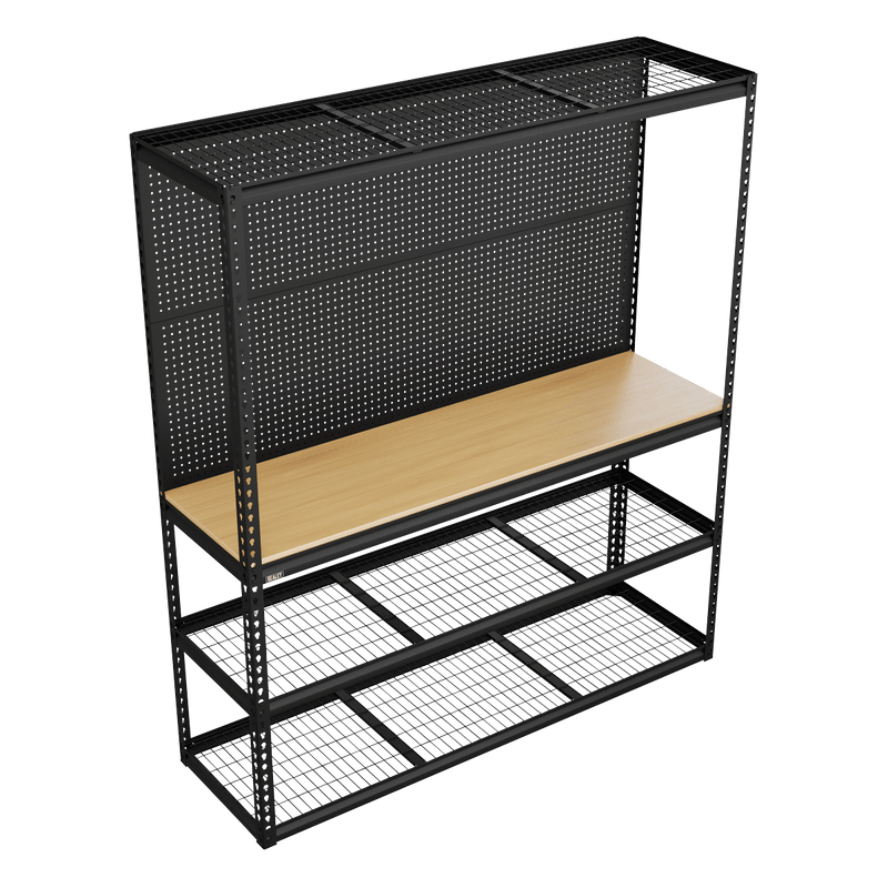 Sealey APMWB1 Heavy-Duty Modular Workbench with Racking & Pegboard 300kg Capacity Per Level - APMWB1 - Sealey Tools UK - Trade Counter Direct