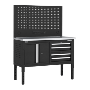 Sealey APMWB50COMBO1SS Superline PRO® Modular Workbench with 4 Drawers & Cupboard Stainless Steel Worktop 1265mm - APMWB50COMBO1SS - Sealey Tools UK - Trade Counter Direct
