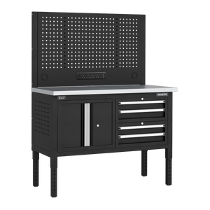 Sealey APMWB50COMBO1SS Superline PRO® Modular Workbench with 4 Drawers & Cupboard Stainless Steel Worktop 1265mm - APMWB50COMBO1SS - Sealey Tools UK - Trade Counter Direct