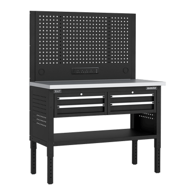 Sealey APMWB50COMBO2SS Superline PRO® Modular Workbench with 4 Drawers Stainless Steel Worktop 1265mm - APMWB50COMBO2SS - Sealey Tools UK - Trade Counter Direct