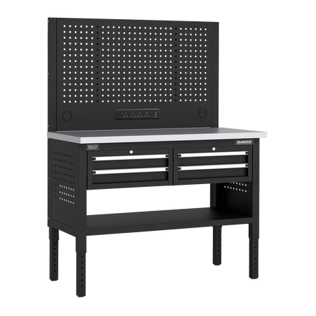 Sealey APMWB50COMBO2SS Superline PRO® Modular Workbench with 4 Drawers Stainless Steel Worktop 1265mm - APMWB50COMBO2SS - Sealey Tools UK - Trade Counter Direct