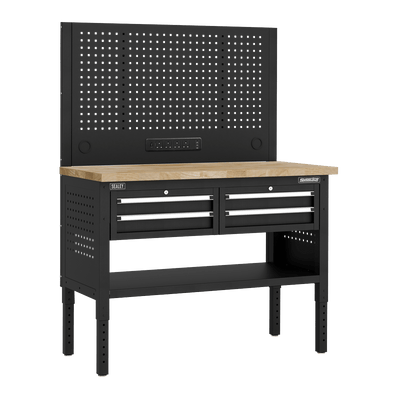 Sealey APMWB50COMBO2W Superline PRO® Modular Workbench with 4 Drawers Wooden Worktop 1265mm - APMWB50COMBO2W - Sealey Tools UK - Trade Counter Direct