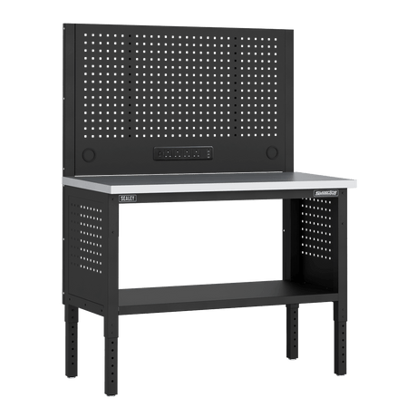 Sealey APMWB50COMBOSS Superline PRO® Modular Workbench with Pegboard Back Panel Stainless Steel Worktop 1265mm - APMWB50COMBOSS - Sealey Tools UK - Trade Counter Direct