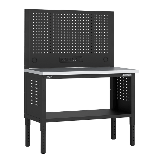 Sealey APMWB50COMBOSS Superline PRO® Modular Workbench with Pegboard Back Panel Stainless Steel Worktop 1265mm - APMWB50COMBOSS - Sealey Tools UK - Trade Counter Direct