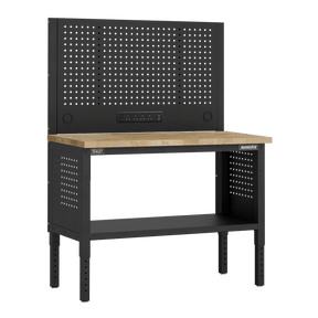 Sealey APMWB50COMBOW Superline PRO® Modular Workbench with Pegboard Back Panel Wooden Worktop 1265mm - APMWB50COMBOW - Sealey Tools UK - Trade Counter Direct