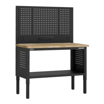 Sealey APMWB50COMBOW Superline PRO® Modular Workbench with Pegboard Back Panel Wooden Worktop 1265mm - APMWB50COMBOW - Sealey Tools UK - Trade Counter Direct