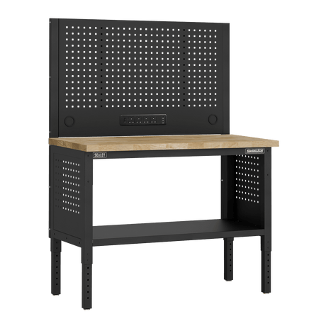 Sealey APMWB50COMBOW Superline PRO® Modular Workbench with Pegboard Back Panel Wooden Worktop 1265mm - APMWB50COMBOW - Sealey Tools UK - Trade Counter Direct