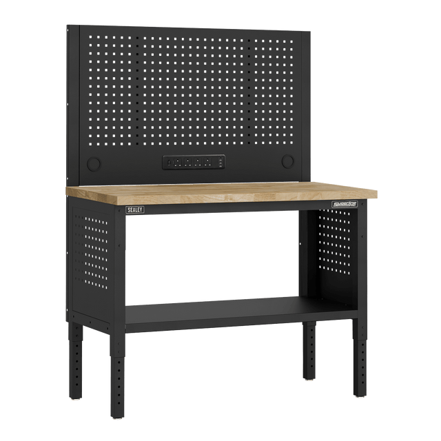 Sealey APMWB50COMBOW Superline PRO® Modular Workbench with Pegboard Back Panel Wooden Worktop 1265mm - APMWB50COMBOW - Sealey Tools UK - Trade Counter Direct