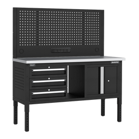 Sealey APMWB60COMBO2SS Superline PRO® Modular Workbench with 3 Drawers & Cupboard Stainless Steel Worktop 1525mm - APMWB60COMBO2SS - Sealey Tools UK - Trade Counter Direct