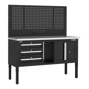 Sealey APMWB60COMBO2SS Superline PRO® Modular Workbench with 3 Drawers & Cupboard Stainless Steel Worktop 1525mm - APMWB60COMBO2SS - Sealey Tools UK - Trade Counter Direct
