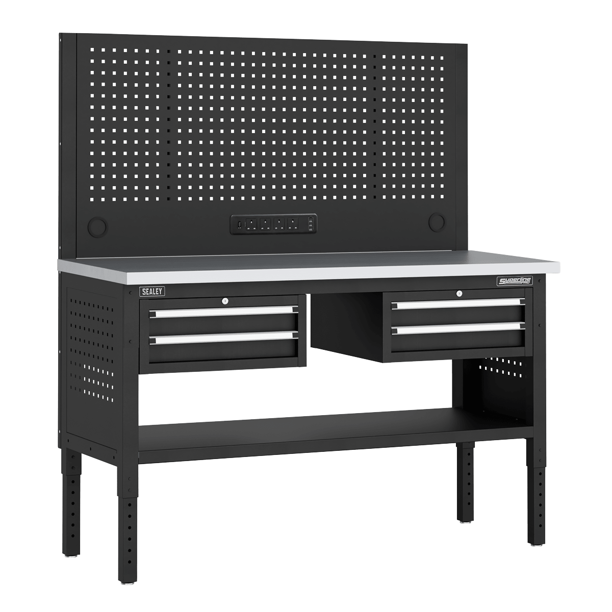 Sealey APMWB60COMBO3SS Superline PRO® Modular Workbench with 4 Drawers Stainless Steel Worktop 1525mm - APMWB60COMBO3SS - Sealey Tools UK - Trade Counter Direct
