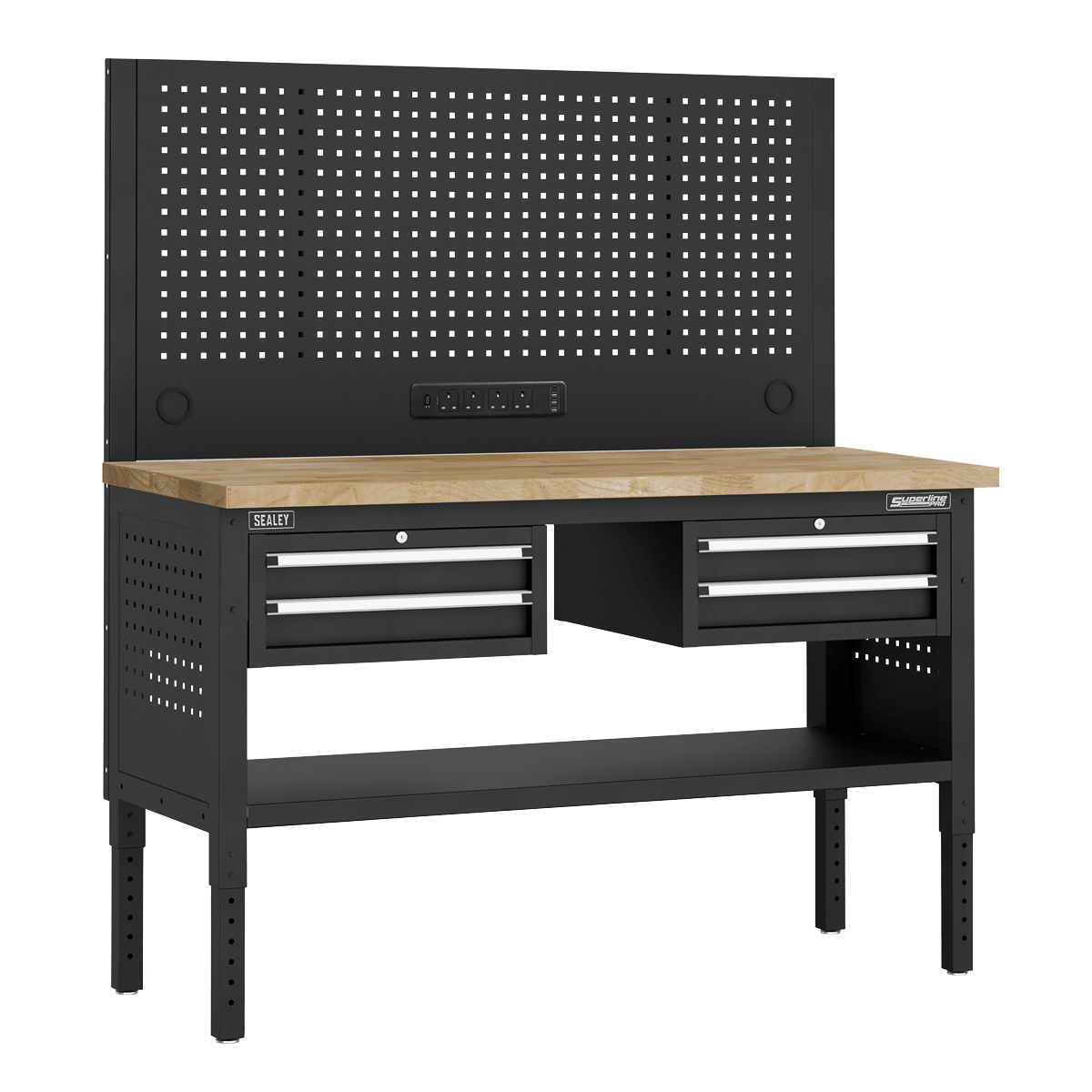 Sealey APMWB60COMBO3W Superline PRO® Modular Workbench with 4 Drawers Wooden Worktop 1525mm - APMWB60COMBO3W - Sealey Tools UK - Trade Counter Direct