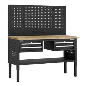 Sealey APMWB60COMBO3W Superline PRO® Modular Workbench with 4 Drawers Wooden Worktop 1525mm - APMWB60COMBO3W - Sealey Tools UK - Trade Counter Direct