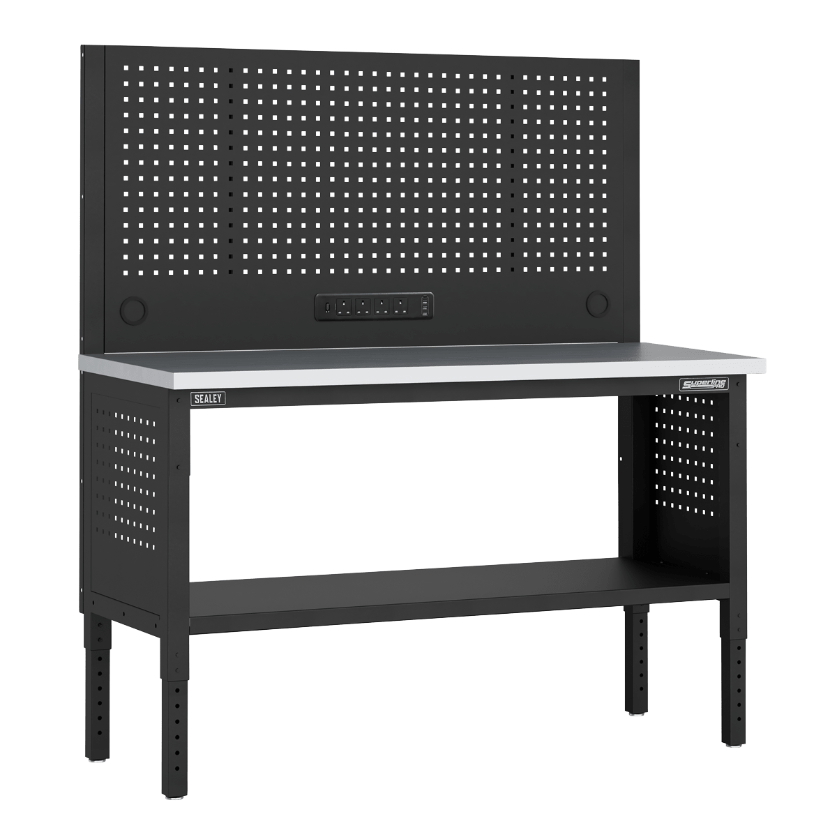 Sealey APMWB60COMBOSS Superline PRO® Modular Workbench with Pegboard Back Panel Stainless Steel Worktop 1525mm - APMWB60COMBOSS - Sealey Tools UK - Trade Counter Direct