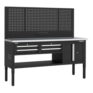 Sealey APMWB72COMBO1SS Superline PRO® Modular Workbench with 4 Drawers & Cupboard Stainless Steel Worktop 1830mm - APMWB72COMBO1SS - Sealey Tools UK - Trade Counter Direct