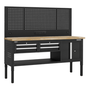 Sealey APMWB72COMBO1W Superline PRO® Modular Workbench with 4 Drawers & Cupboard Wooden Worktop 1830mm - APMWB72COMBO1W - Sealey Tools UK - Trade Counter Direct