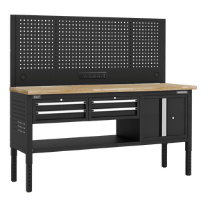 Sealey APMWB72COMBO1W Superline PRO® Modular Workbench with 4 Drawers & Cupboard Wooden Worktop 1830mm - APMWB72COMBO1W - Sealey Tools UK - Trade Counter Direct