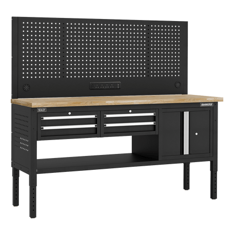 Sealey APMWB72COMBO1W Superline PRO® Modular Workbench with 4 Drawers & Cupboard Wooden Worktop 1830mm - APMWB72COMBO1W - Sealey Tools UK - Trade Counter Direct