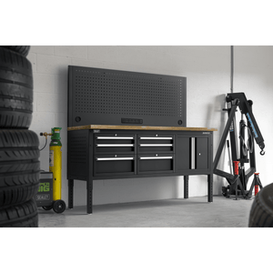 Sealey APMWB72COMBO2W Superline PRO® Modular Workbench with 6 Drawers & Cupboard Wooden Worktop 1830mm - APMWB72COMBO2W - Sealey Tools UK - Trade Counter Direct