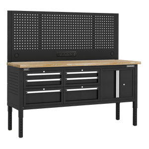 Sealey APMWB72COMBO2W Superline PRO® Modular Workbench with 6 Drawers & Cupboard Wooden Worktop 1830mm - APMWB72COMBO2W - Sealey Tools UK - Trade Counter Direct