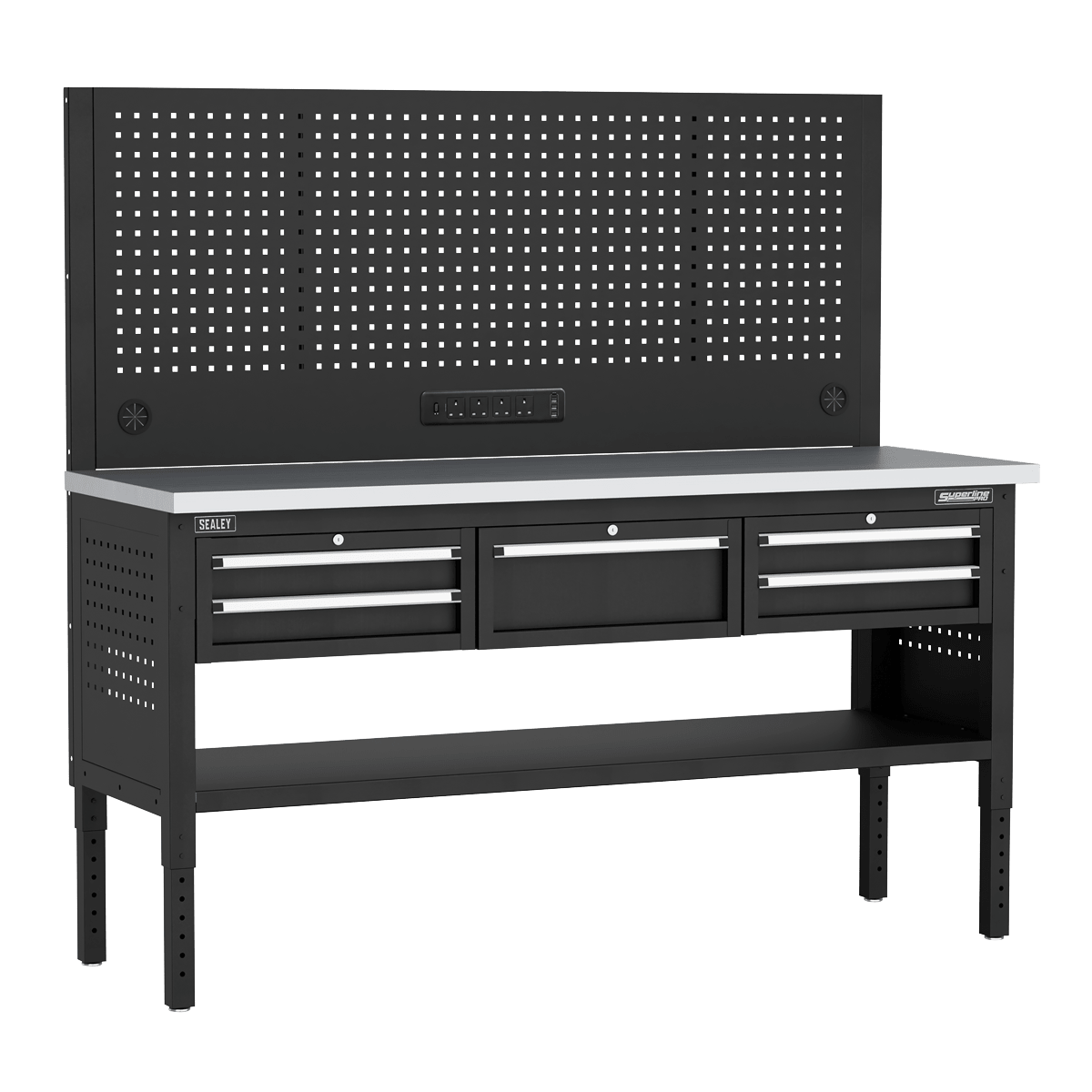 Sealey APMWB72COMBO3SS Superline PRO® Modular Workbench with 5 Drawers Stainless Steel Worktop 1830mm - APMWB72COMBO3SS - Sealey Tools UK - Trade Counter Direct
