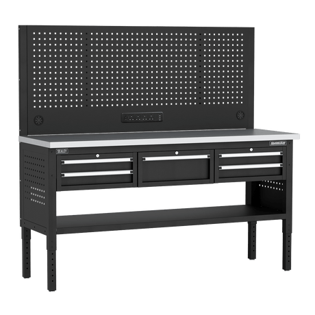 Sealey APMWB72COMBO3SS Superline PRO® Modular Workbench with 5 Drawers Stainless Steel Worktop 1830mm - APMWB72COMBO3SS - Sealey Tools UK - Trade Counter Direct