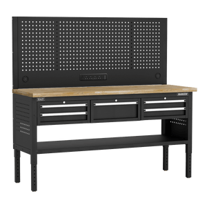 Sealey APMWB72COMBO3W Superline PRO® Modular Adjustable-Height Workbench with 5 Drawers & Wooden Worktop 1830mm - APMWB72COMBO3W - Sealey Tools UK - Trade Counter Direct