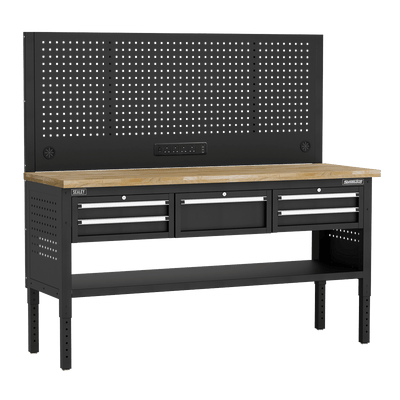 Sealey APMWB72COMBO3W Superline PRO® Modular Adjustable-Height Workbench with 5 Drawers & Wooden Worktop 1830mm - APMWB72COMBO3W - Sealey Tools UK - Trade Counter Direct