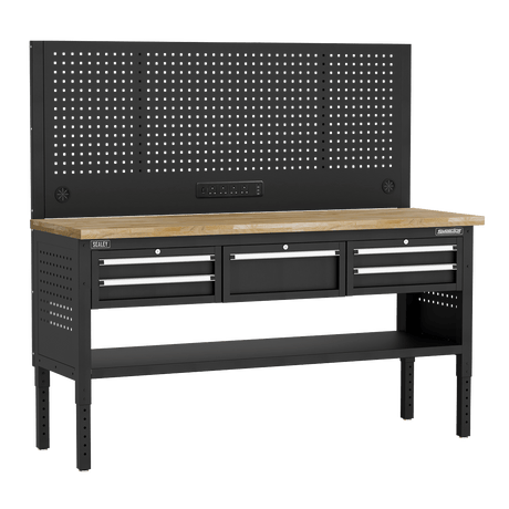 Sealey APMWB72COMBO3W Superline PRO® Modular Adjustable-Height Workbench with 5 Drawers & Wooden Worktop 1830mm - APMWB72COMBO3W - Sealey Tools UK - Trade Counter Direct