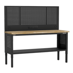Sealey APMWB72COMBOW Superline PRO® Modular Adjustable-Height Workbench with Pegboard Back Panel & Wooden Worktop 1830mm - APMWB72COMBOW - Sealey Tools UK - Trade Counter Direct