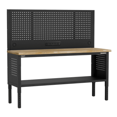 Sealey APMWB72COMBOW Superline PRO® Modular Adjustable-Height Workbench with Pegboard Back Panel & Wooden Worktop 1830mm - APMWB72COMBOW - Sealey Tools UK - Trade Counter Direct