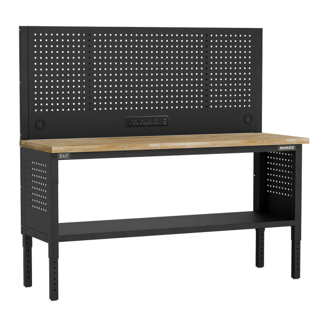 Sealey APMWB72COMBOW Superline PRO® Modular Adjustable-Height Workbench with Pegboard Back Panel & Wooden Worktop 1830mm - APMWB72COMBOW - Sealey Tools UK - Trade Counter Direct