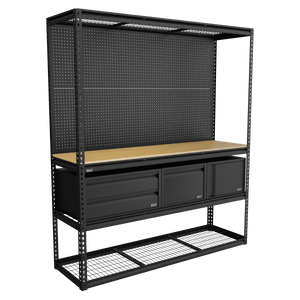 Sealey APMWBCOMBO1 Heavy-Duty Modular Workbench & Racking Kit with 3 Storage Units - APMWBCOMBO1 - Sealey Tools UK - Trade Counter Direct