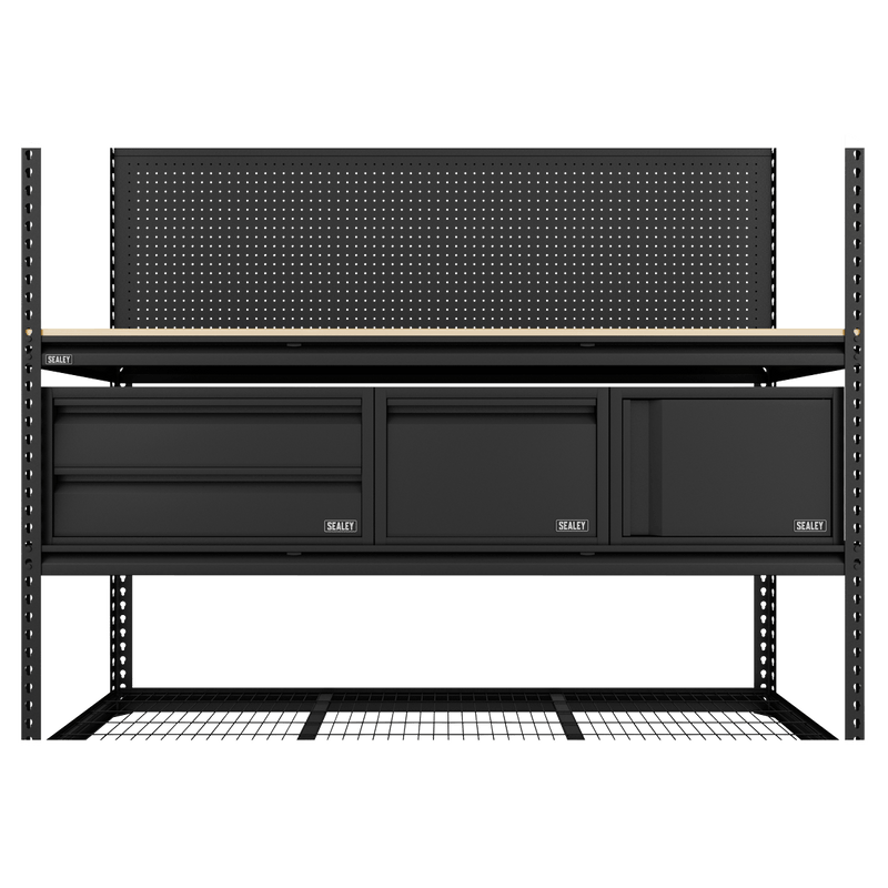 Sealey APMWBCOMBO1 Heavy-Duty Modular Workbench & Racking Kit with 3 Storage Units - APMWBCOMBO1 - Sealey Tools UK - Trade Counter Direct