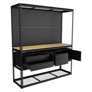 Sealey APMWBCOMBO1 Heavy-Duty Modular Workbench & Racking Kit with 3 Storage Units - APMWBCOMBO1 - Sealey Tools UK - Trade Counter Direct