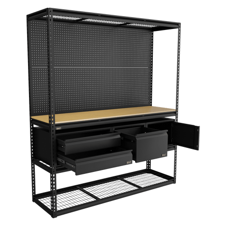 Sealey APMWBCOMBO1 Heavy-Duty Modular Workbench & Racking Kit with 3 Storage Units - APMWBCOMBO1 - Sealey Tools UK - Trade Counter Direct