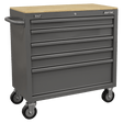 Sealey APMWS1G American PRO® Mobile Workstation with Wooden Worktop 5 Drawer - Grey - APMWS1G - Sealey Tools UK - Trade Counter Direct