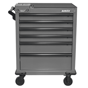 Sealey APMWS2 Superline PRO® Rollcab 6 Drawer with Vice Base - Grey/Black - APMWS2 - Sealey Tools UK - Trade Counter Direct
