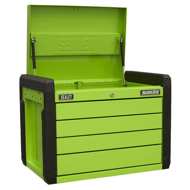 Sealey APPD4G Superline PRO® Push-to-Open Topchest 4 Drawer - Green - APPD4G - Sealey Tools UK - Trade Counter Direct