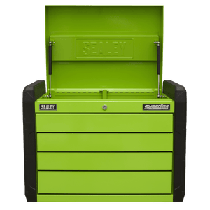 Sealey APPD4G Superline PRO® Push-to-Open Topchest 4 Drawer - Green - APPD4G - Sealey Tools UK - Trade Counter Direct