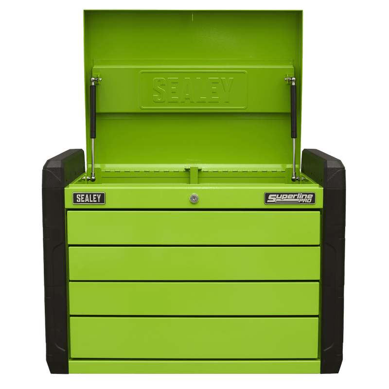 Sealey APPD4G Superline PRO® Push-to-Open Topchest 4 Drawer - Green - APPD4G - Sealey Tools UK - Trade Counter Direct