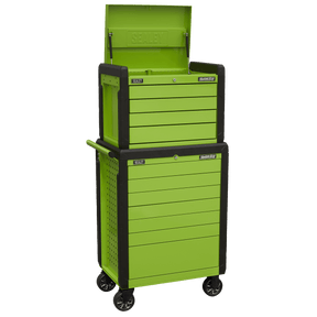 Sealey APPDSTACKG Superline PRO® Push-To-Open Topchest & Rollcab Combination 11 Drawer - Green - APPDSTACKG - Sealey Tools UK - Trade Counter Direct