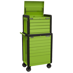 Sealey APPDSTACKG Superline PRO® Push-To-Open Topchest & Rollcab Combination 11 Drawer - Green - APPDSTACKG - Sealey Tools UK - Trade Counter Direct