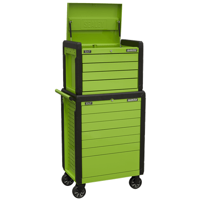Sealey APPDSTACKG Superline PRO® Push-To-Open Topchest & Rollcab Combination 11 Drawer - Green - APPDSTACKG - Sealey Tools UK - Trade Counter Direct