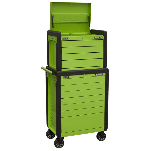 Sealey APPDSTACKG Superline PRO® Push-To-Open Topchest & Rollcab Combination 11 Drawer - Green - APPDSTACKG - Sealey Tools UK - Trade Counter Direct