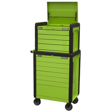 Sealey APPDSTACKG Superline PRO® Push-To-Open Topchest & Rollcab Combination 11 Drawer - Green - APPDSTACKG - Sealey Tools UK - Trade Counter Direct